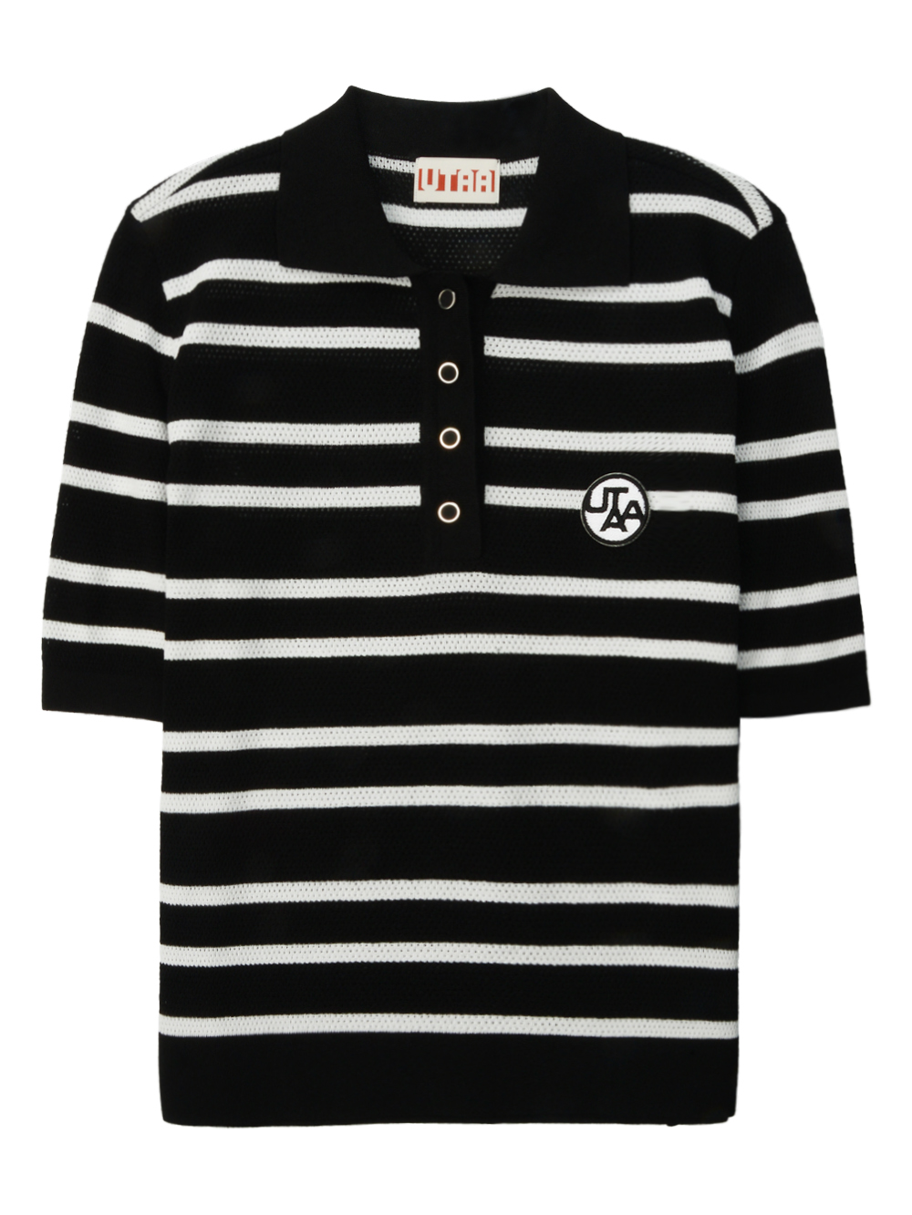 UTAA Putt Stripe Knit PK T-Shirts : Men&#039;s Black (UC2KTM255BK)