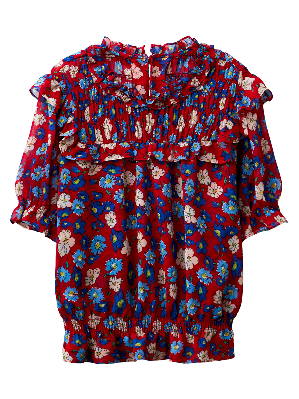 UTAA Color Pop Flower shirring Blouse : Women&#039;s Red (UC3TSF484RD)