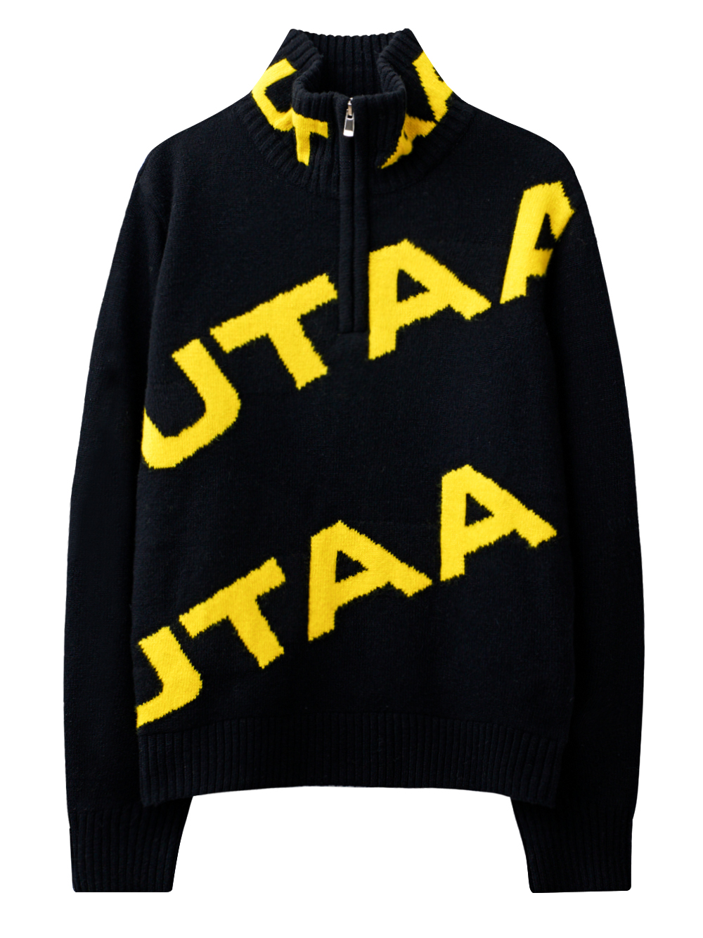 UTAA Color Match Emblem Half Zip-up Knit : Women&#039;s Black(UC4KTF119BK)