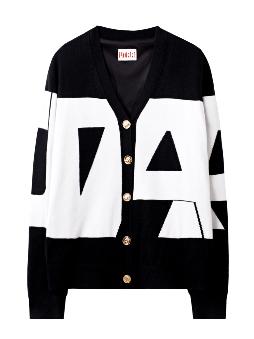 UTAA Midday Bold Logo Knit Cardigan : Women&#039;s Black (UC4KCF116BK)