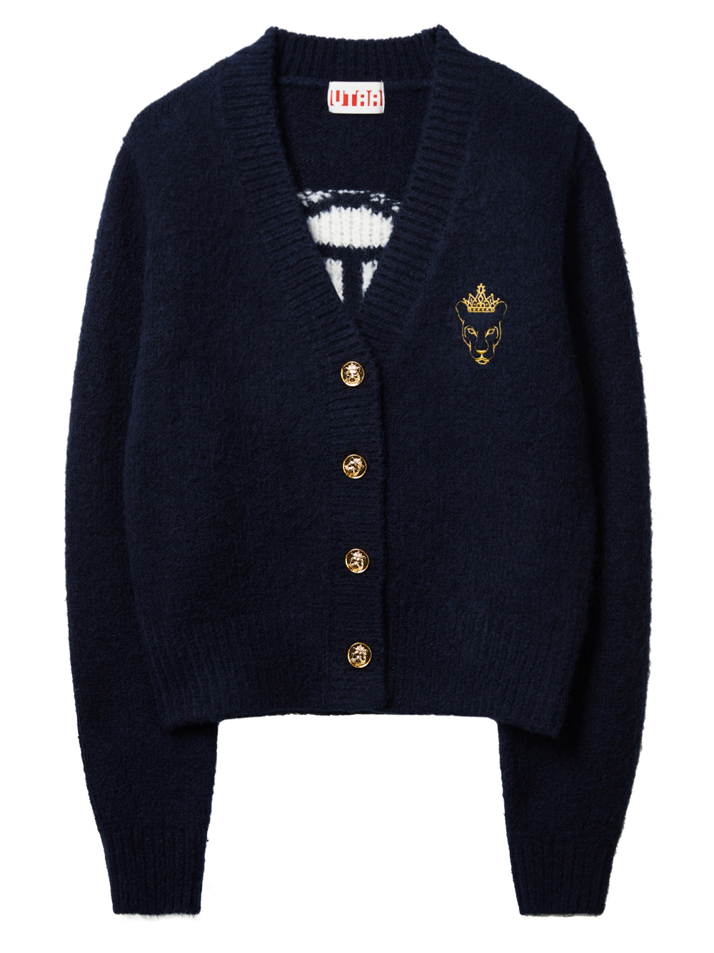 UTAA Gold Crown Panther Knit Cardigan : Women&#039;s Navy (UD1KCF100NA)