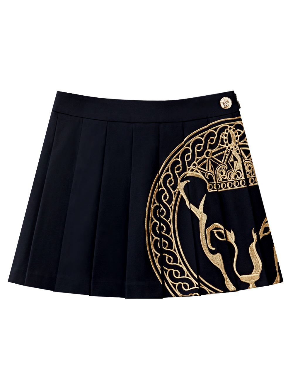 UTAA Golden Glossy Crown Panther Flare Skirt  : Black(UD1SKF167BK)