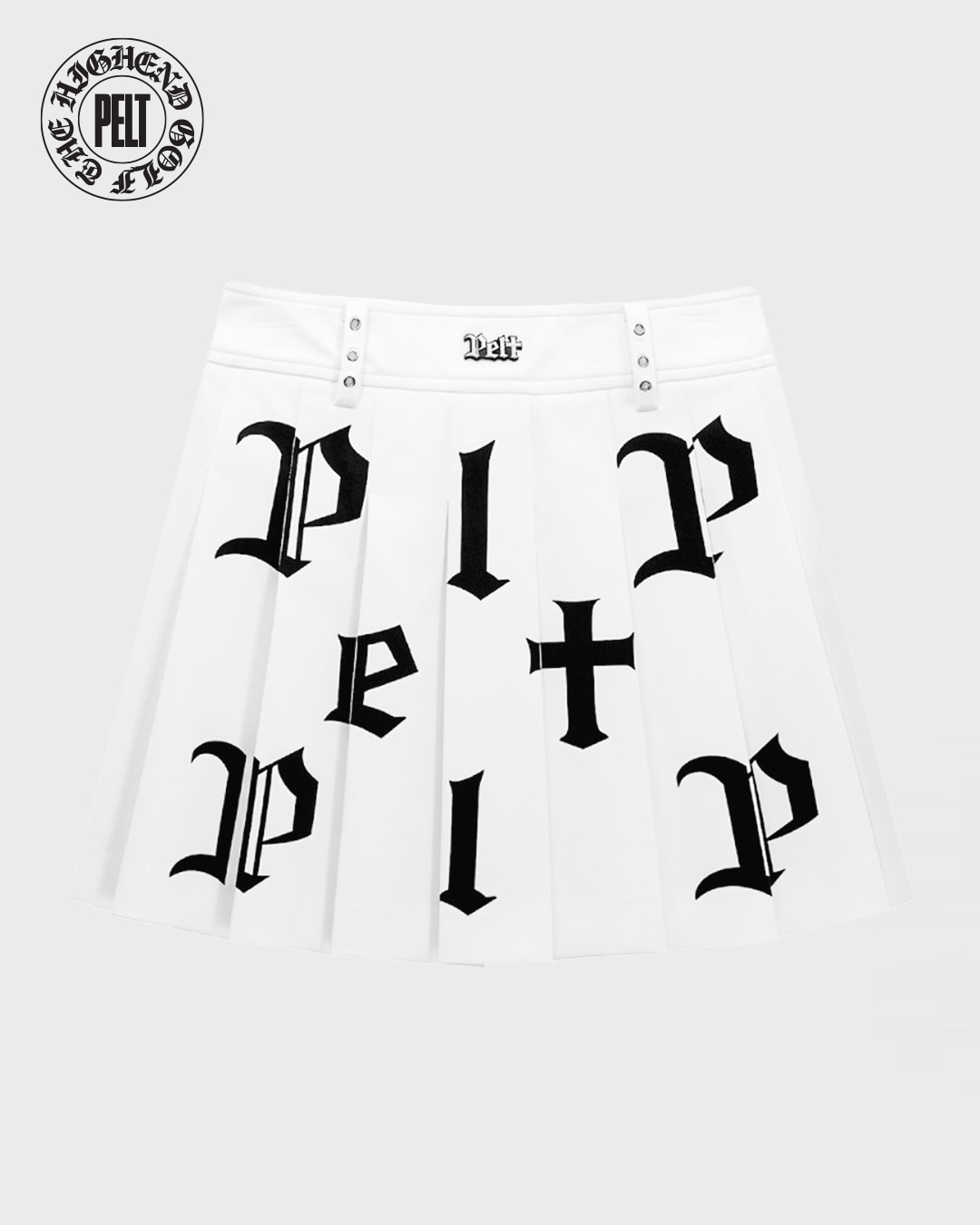 PELT Metal Baffle Pleats Skirt : White  (PA3SKF049WH)