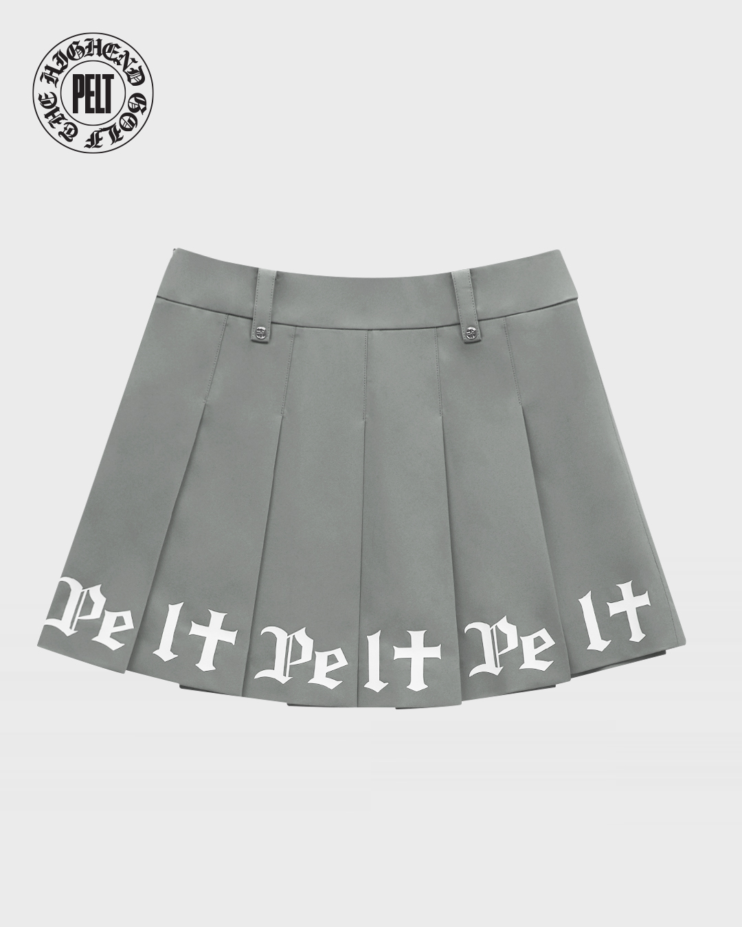 PELT Letter Line Logo Pleats Skirt : Grey (PB2SKF062GR)