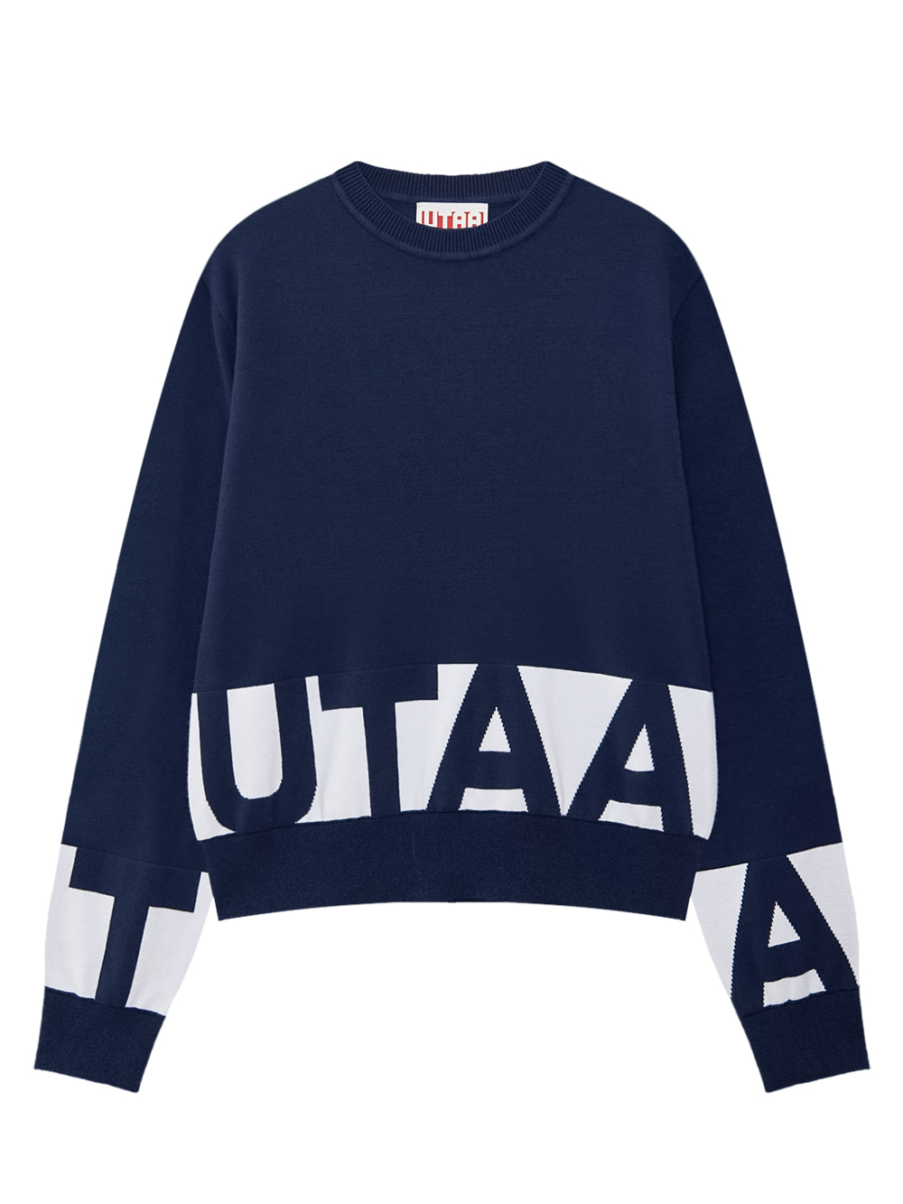 Áo knit golf nữ màu xanh navy dáng suông phối logo trắng UTAA