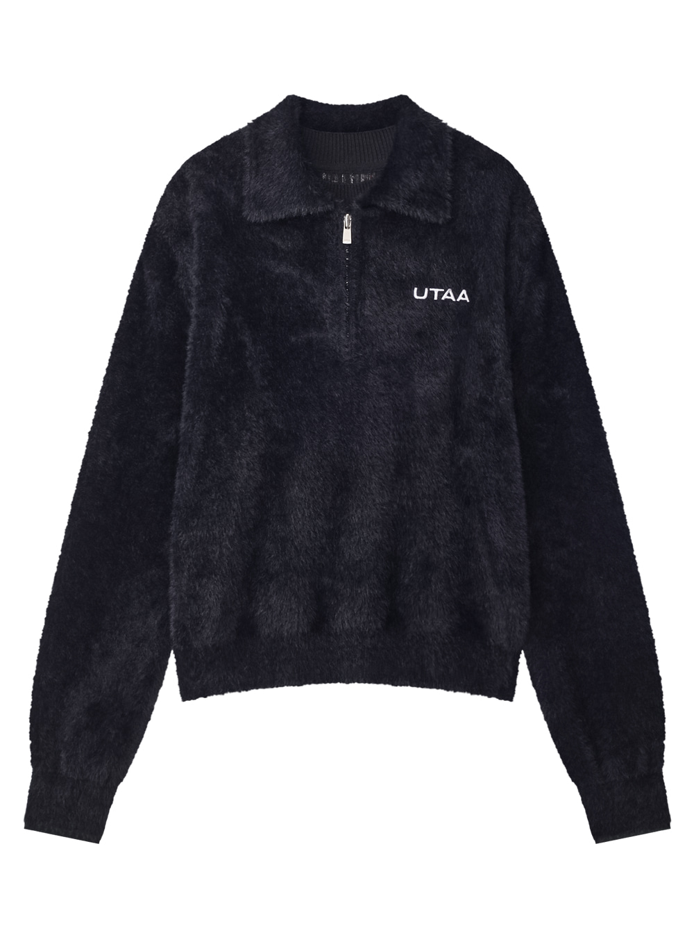 Áo knit golf nữ màu đen cổ bẻ có khóa kéo nửa UTAA