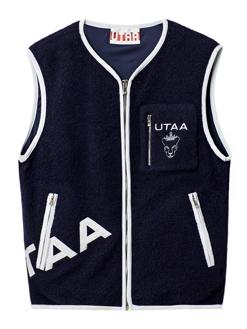 UTAA Crown Panther Pocket Fleece Vest :  Men&#039;s Navy (UB4VTM843NA)