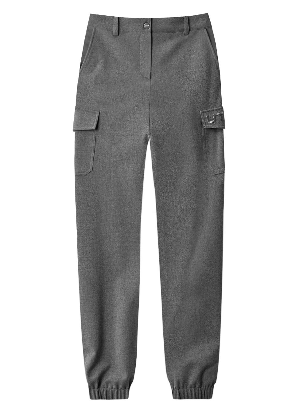 UTAA Slogan Flap Pocket Jogger Pants : Women&#039;s Melange Gray (UC1PTF764MG)