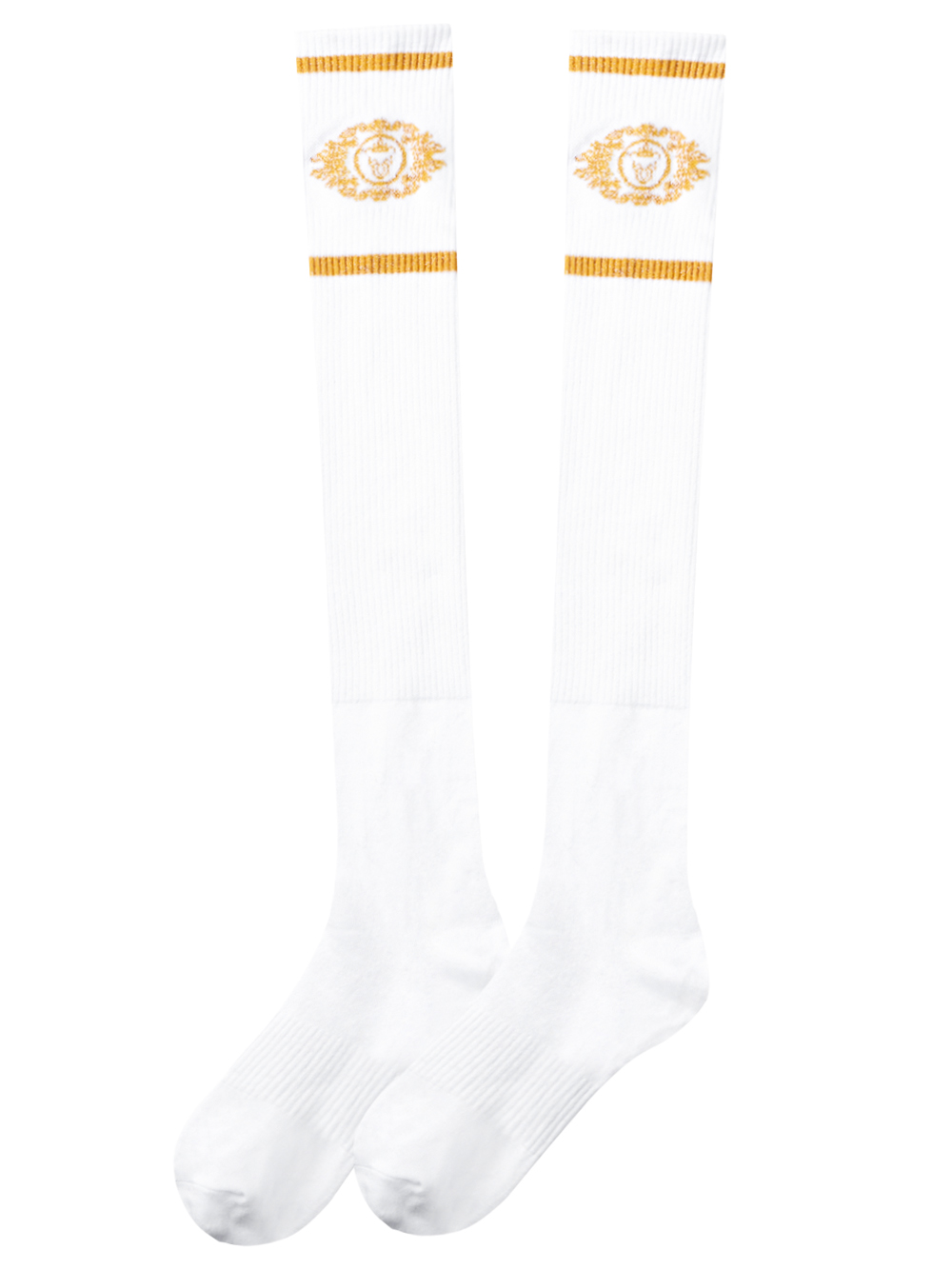 UTAA Crown Panther Glossy Knee Socks : Women&#039;s White (UD0GSF161WH)