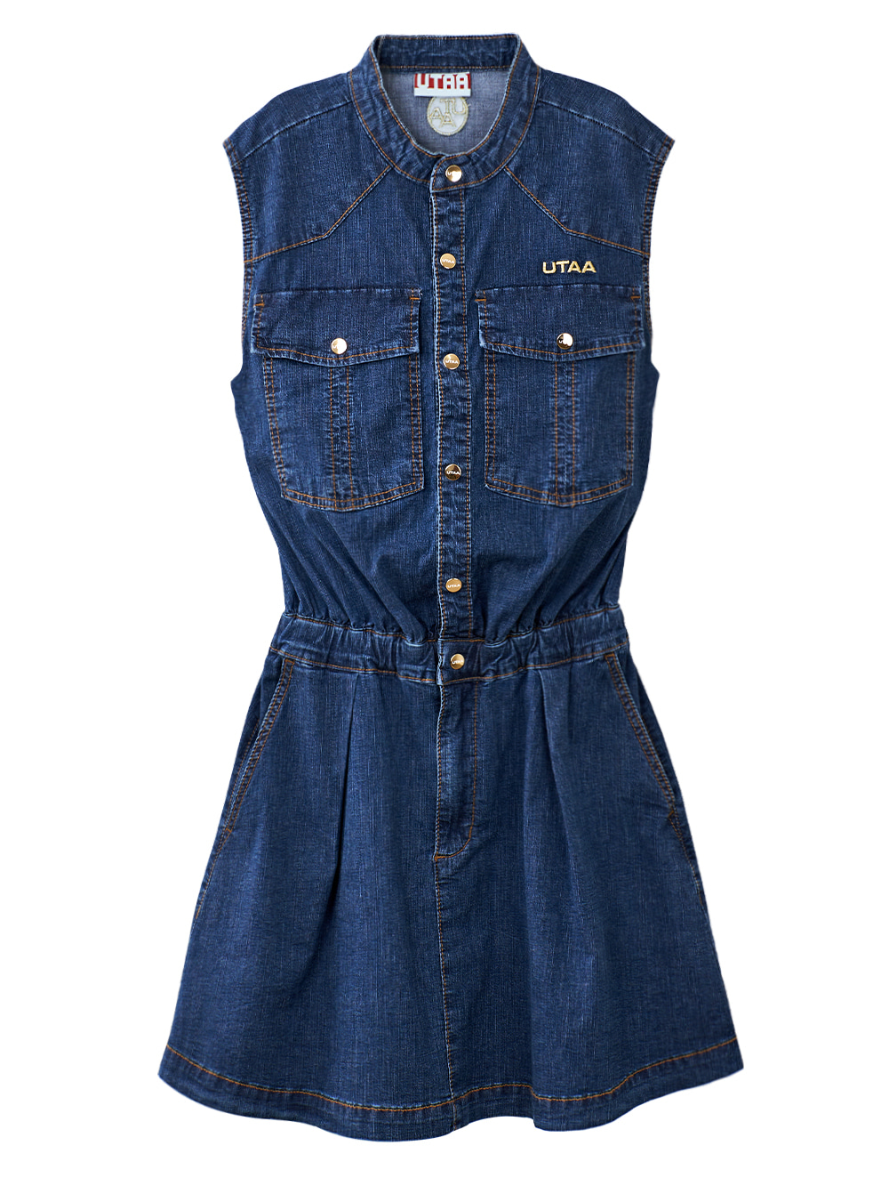 UTAA Pocket Henry neck One-piece : Indigo Denim (UB2OPF610ID)