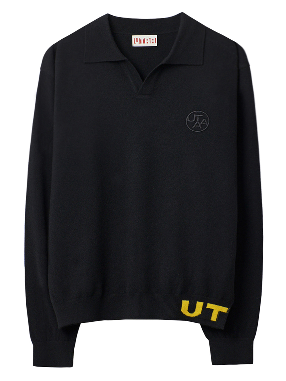 UTAA Pixel Logo Openneck Knit : Men&#039;s Black (UB4KTM415BK)