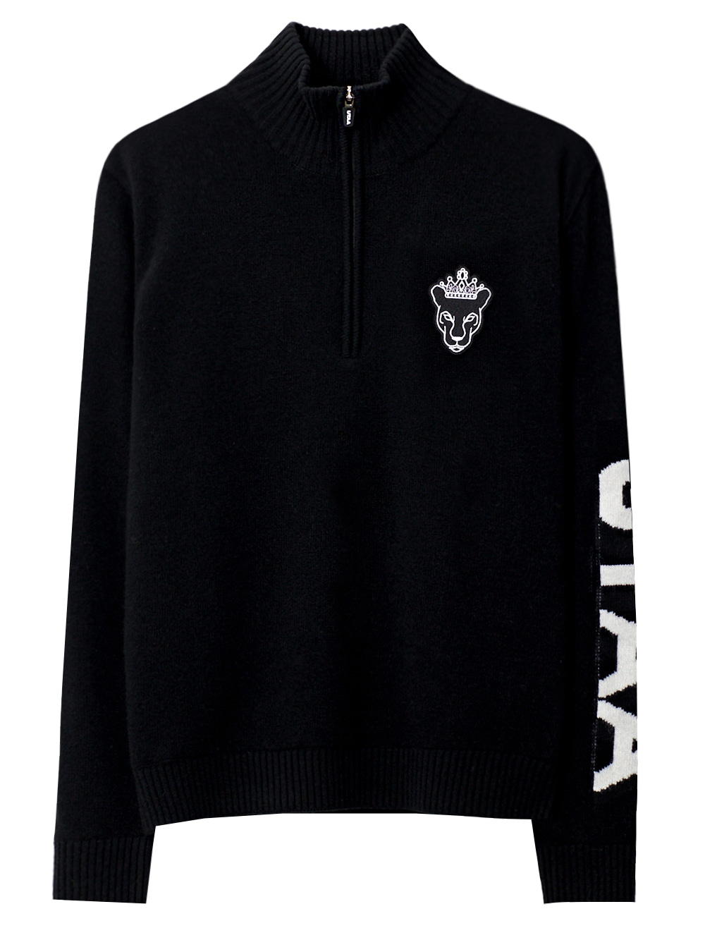 UTAA Crown Panther Wappen Half-Zip Knit : Men&#039;s Black (UB4KTM583BK)