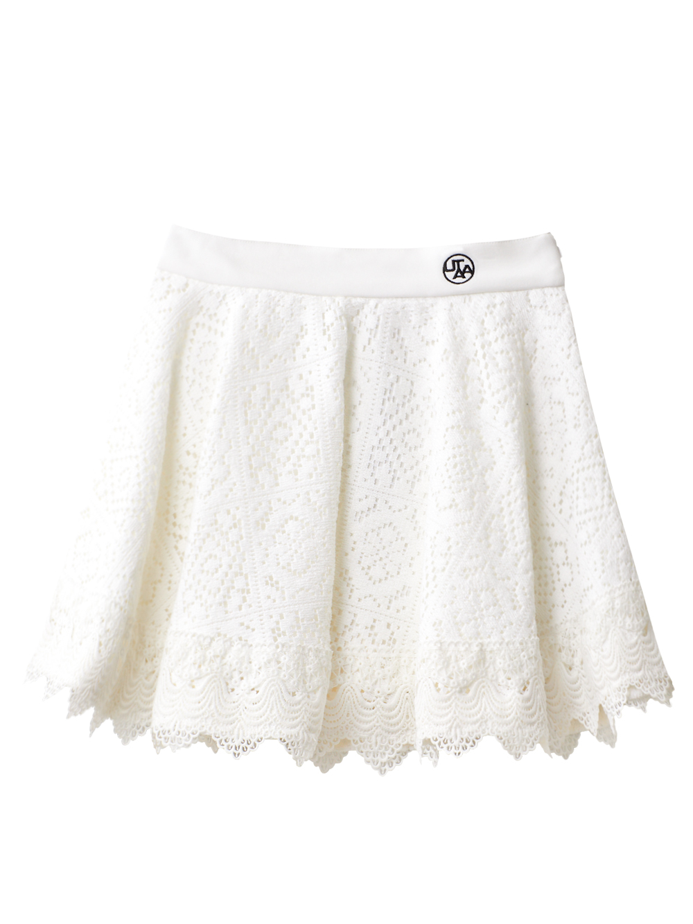 UTAA Pixel Tile Lace Flare Skirt : White(UC3SSF412WH)