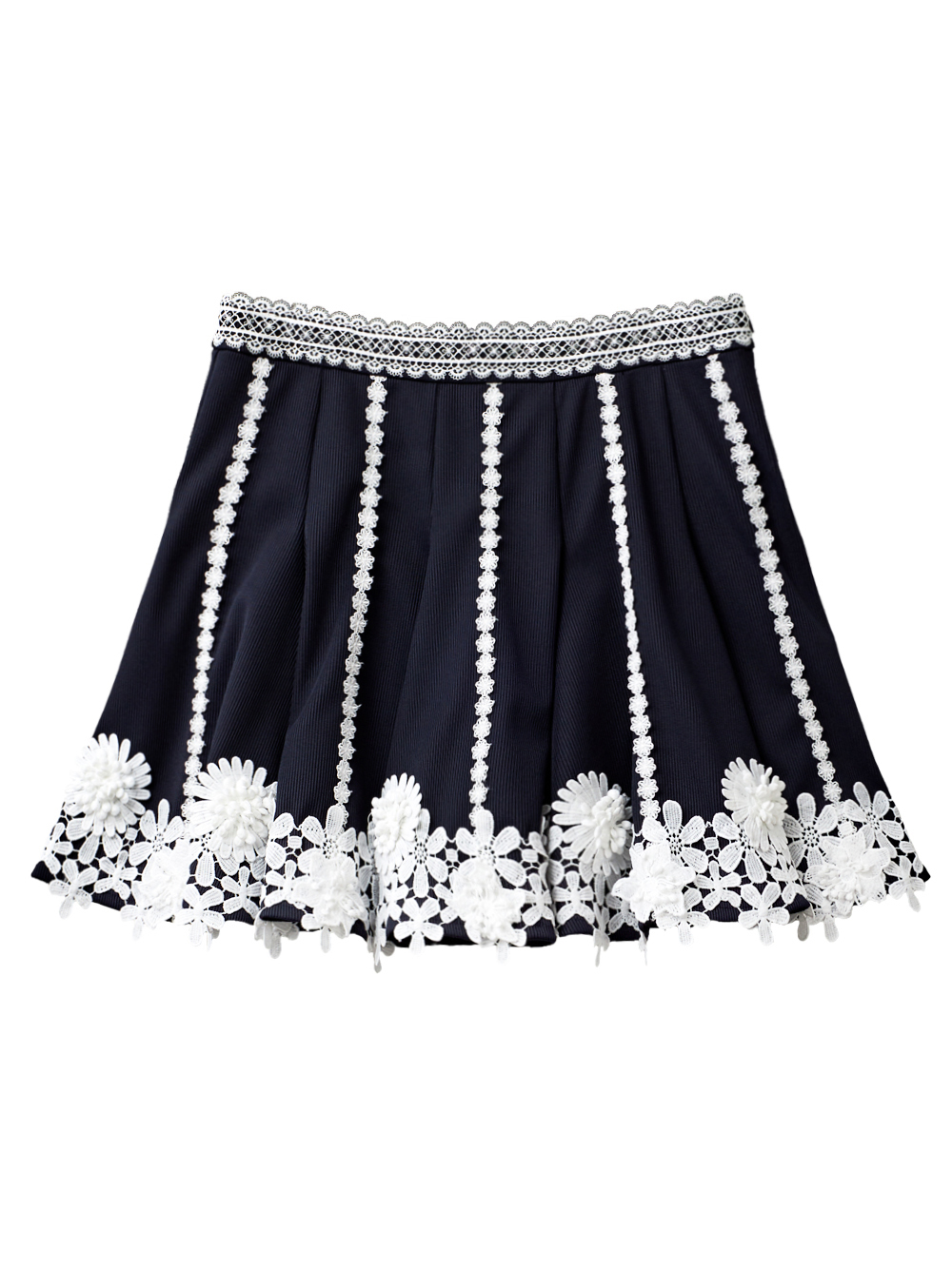 UTAA Notredame Flower Lace Flare Skirt  : Women&#039;s Dark Navy  (UC3SSF200DA)
