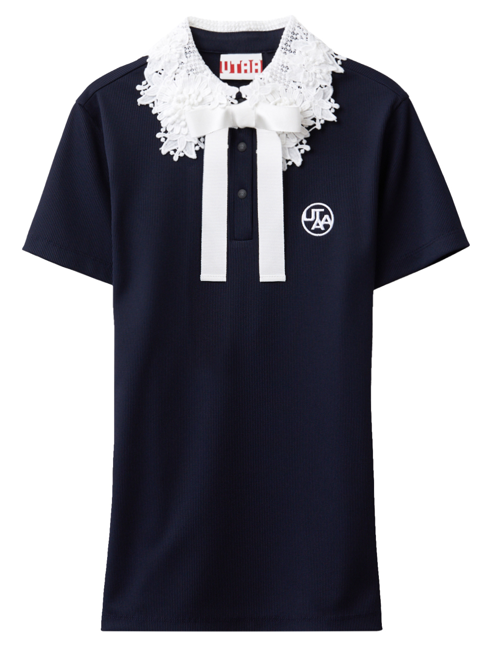 UTAA Notredame Flower Lace T-Shirt  : Women&#039;s Dark Navy  (UC3STF200DA)