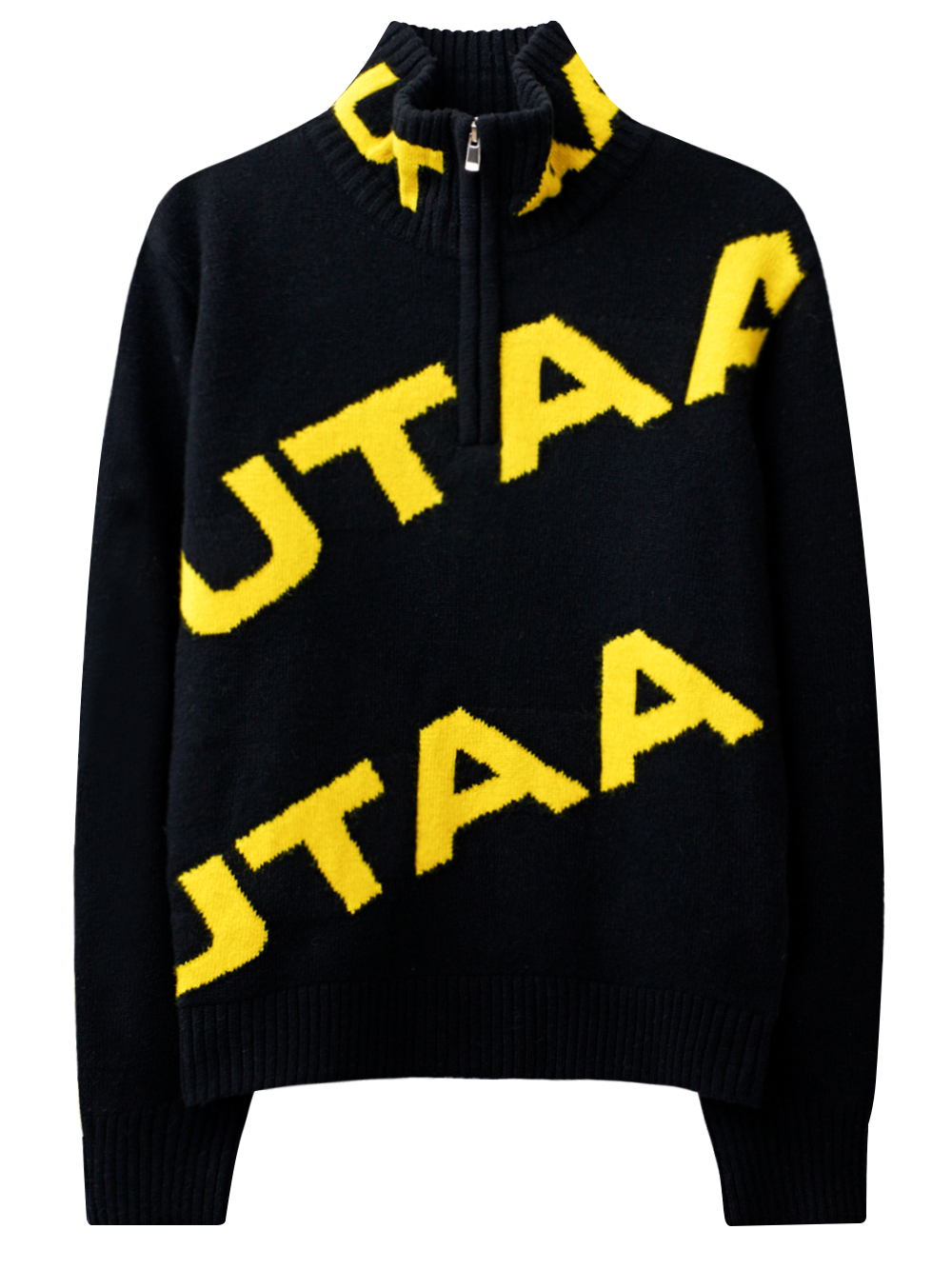 UTAA Color Match Emblem Half Zip-up Knit : Men&#039;s Black(UC4KTM119BK)