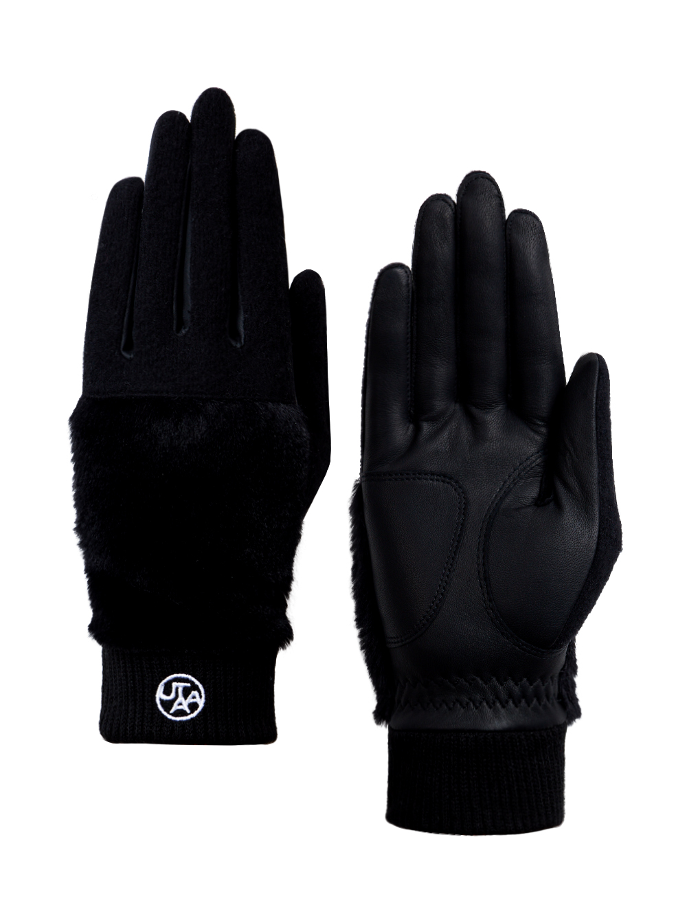 UTAA Winter Knit Fur Mix Golf Gloves : Women&#039;s Black(UC4GVF625BK)