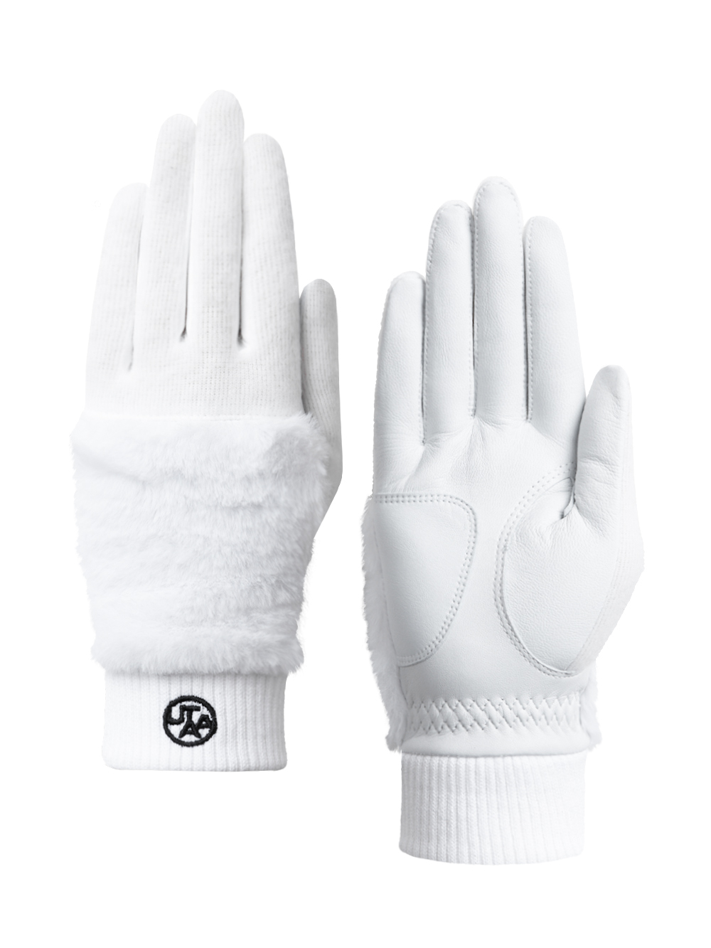 UTAA Winter Knit Fur Mix Golf Gloves : Women&#039;s White(UC4GVF625WH)