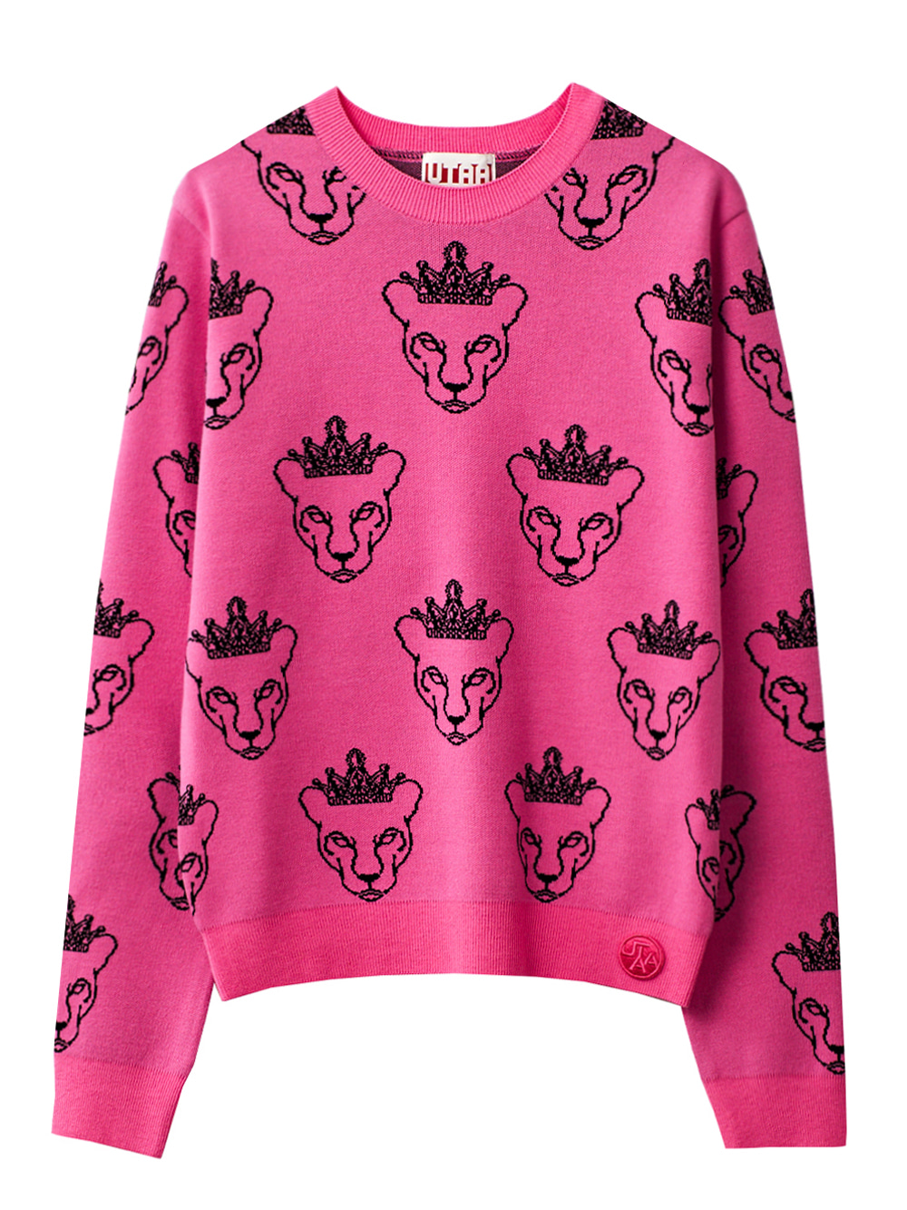 UTAA Crown Panther Wappen Pattern Knit : Women&#039;s Pink (UB4KTF585PK)