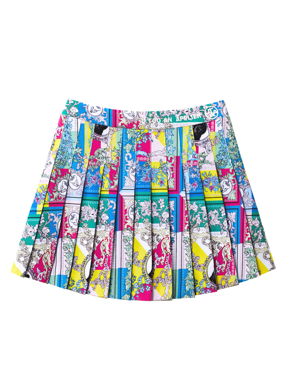 UTAA Stained Baroque Patchwork Pleats Skirt : Yellow (UB4SKF590YE)