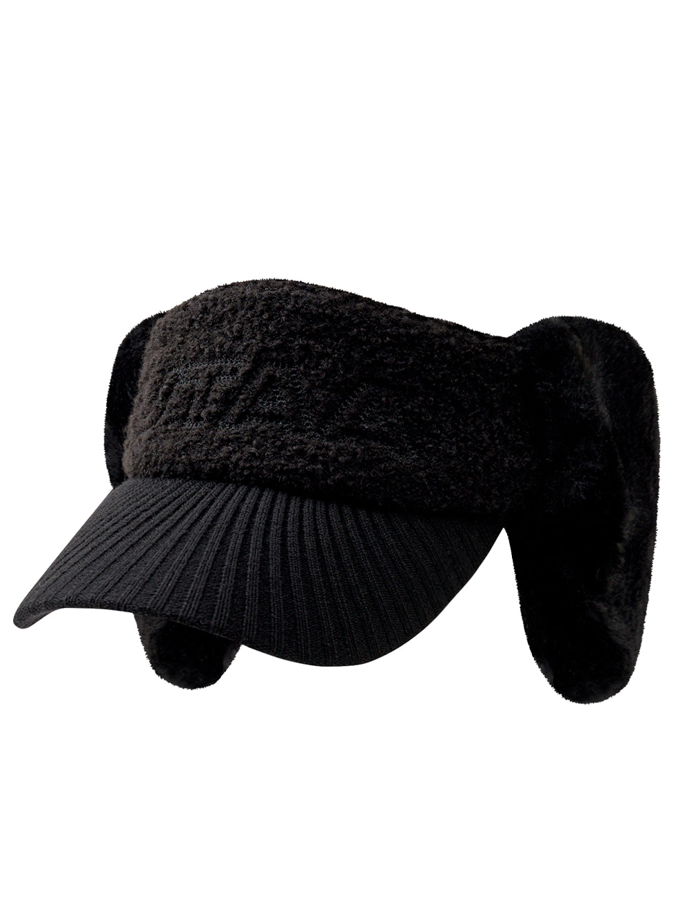 UTAA Stitch Alpaca Knit Fur Visor  : Women&#039;s Black(UB4GCF747BK)