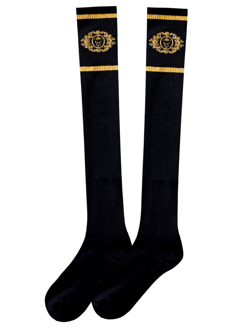 UTAA Crown Panther Glossy Knee Socks : Women&#039;s Black (UD0GSF161BK)