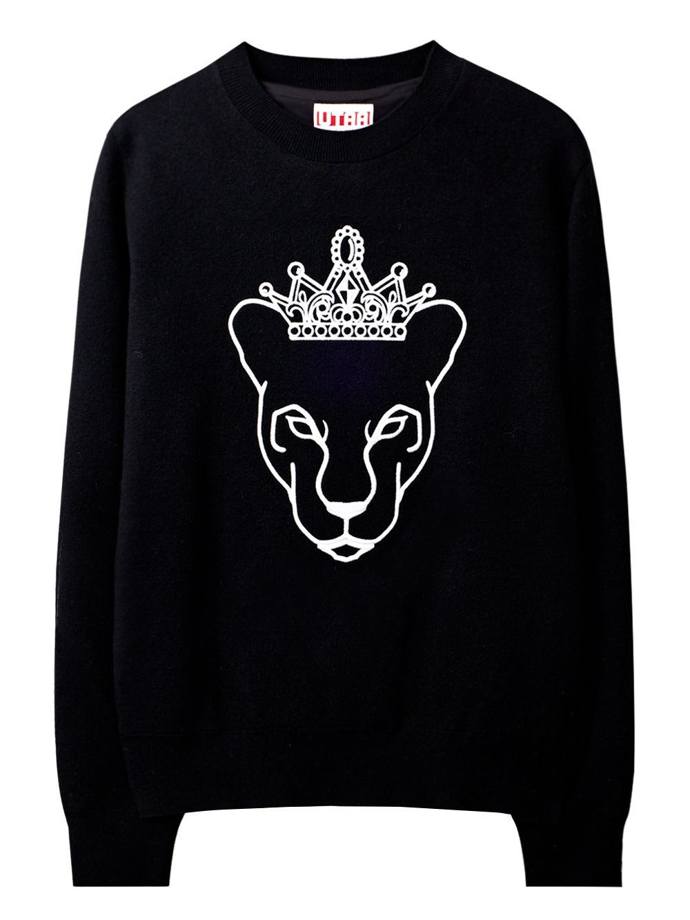 UTAA Neon Crown Panther Knit Pullover : Men&#039;s Black (UD1KTM804BK)