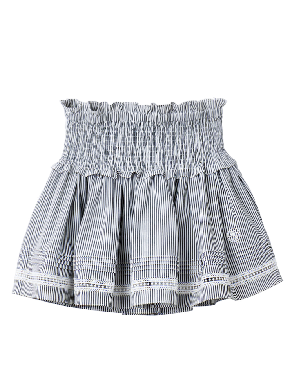 UTAA Lace Stripe Shirring Skirt : Grey (UB3SSF407GR)