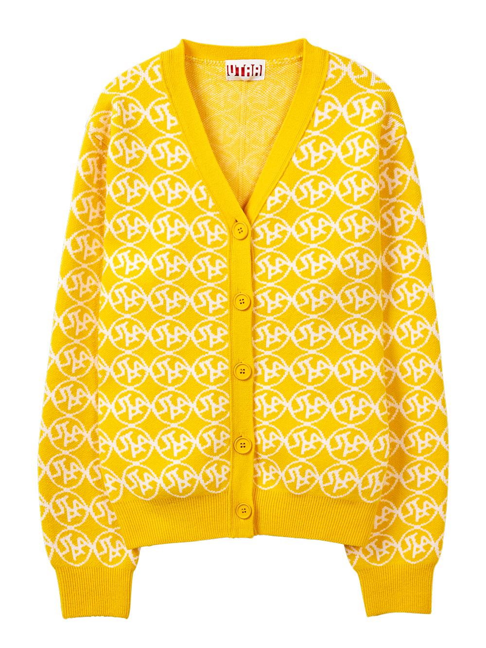 UTAA Stamp Symbol Jacquard Cardigan : Yellow (UA4KCF556YE)