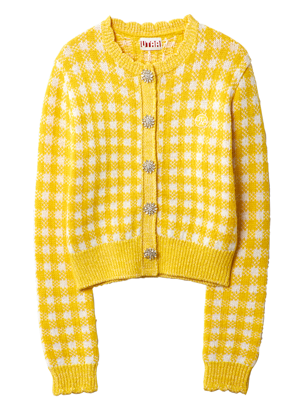 UTAA Snowflake Pinking Check Cardigan : Yellow (UB3KCF101YE)