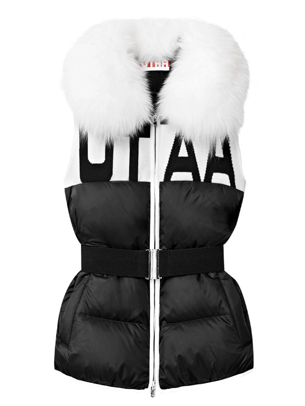 UTAA Logo Knit Fox Fur Down Vest : Black (UB4DVF746BK)