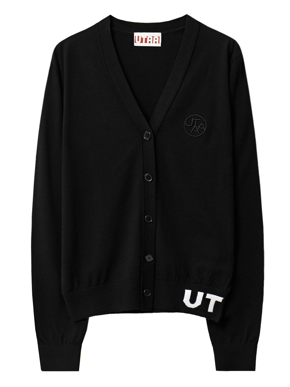 UTAA Pixel Logo Knit Cardigan : Men&#039;s Black(UC1KCM417BK)
