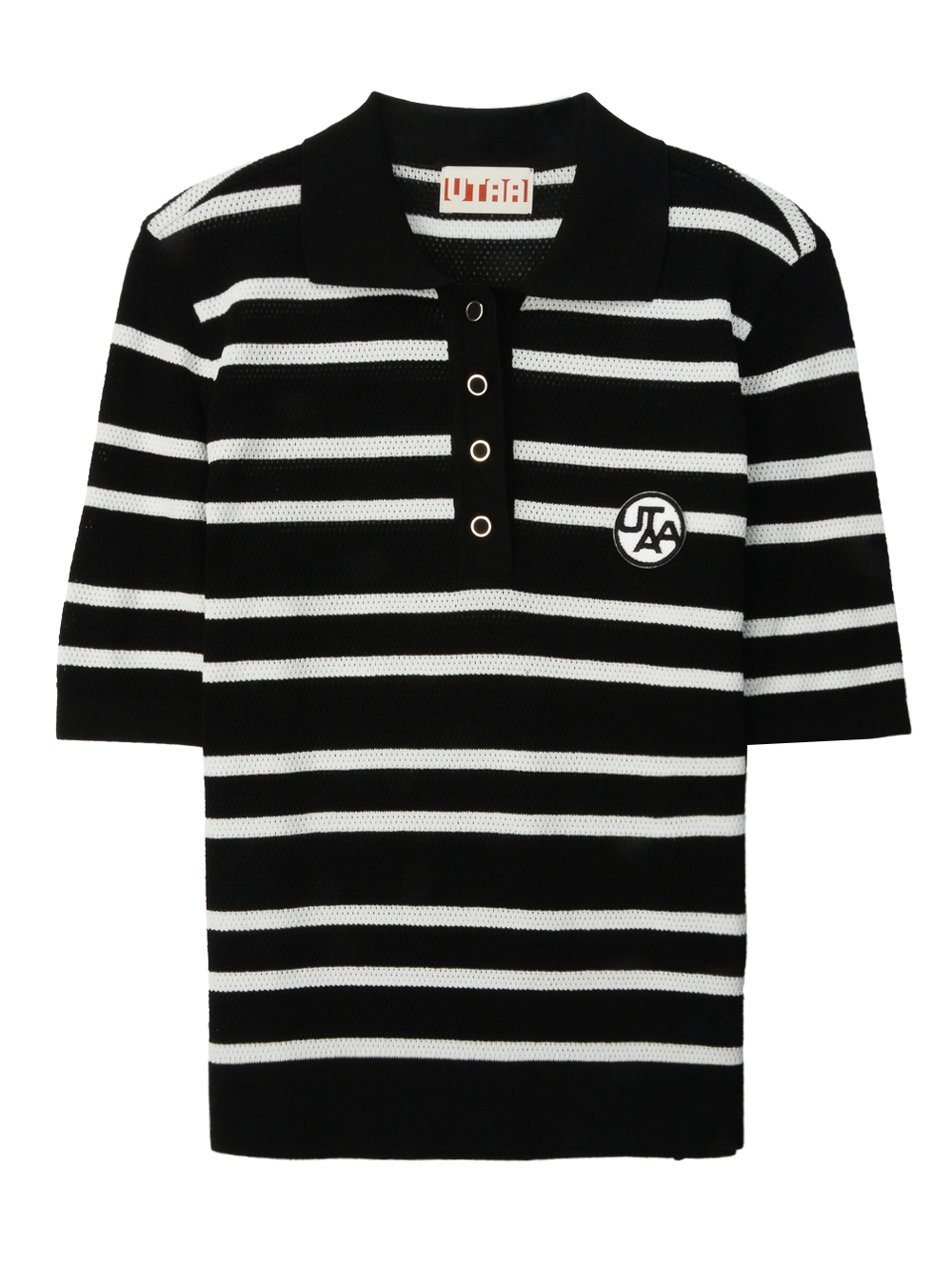 UTAA Putt Stripe Knit PK T-Shirts : Women&#039;s Black (UC2KTF255BK)