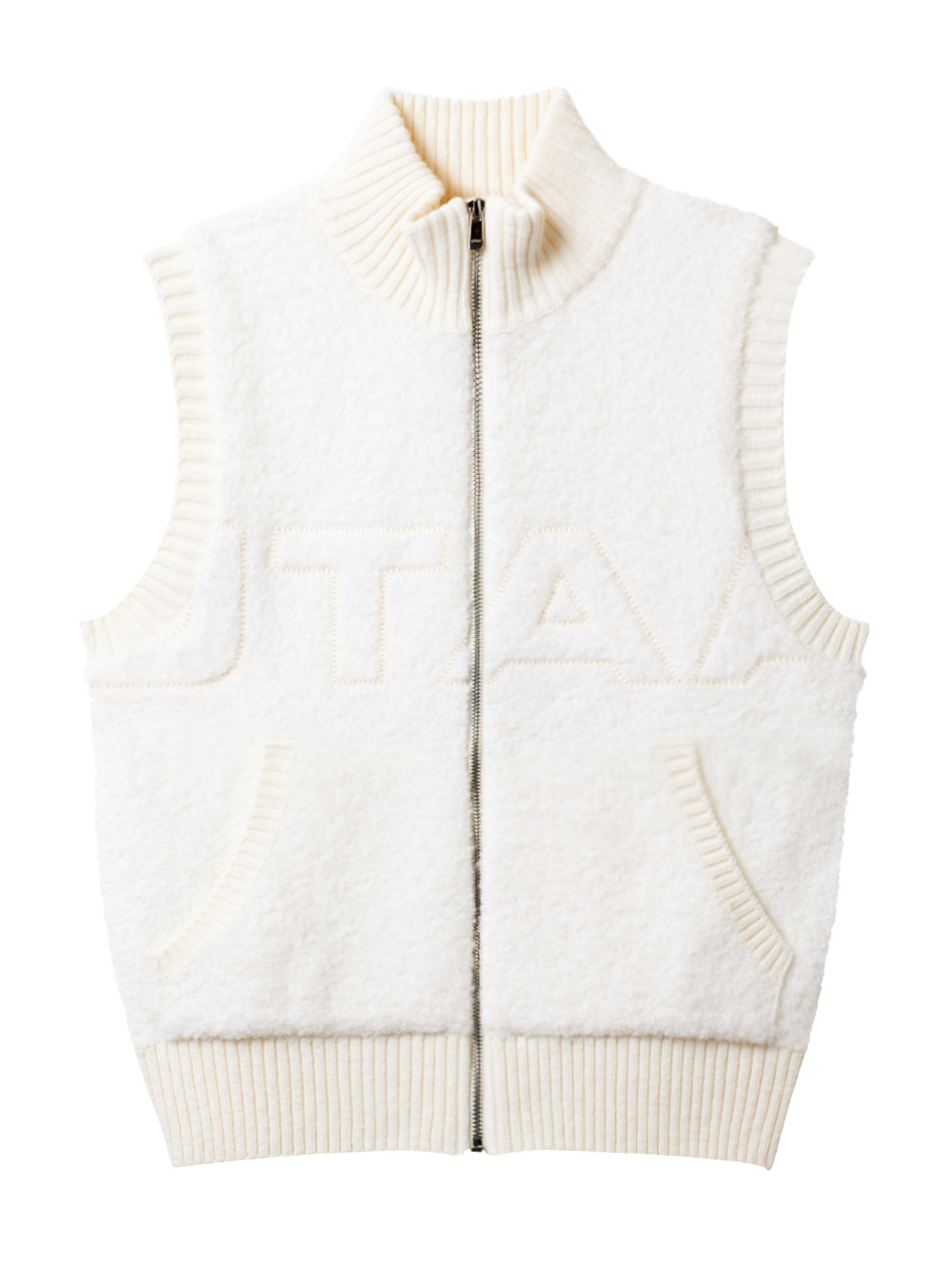 UTAA Stitch Logo Knit Vest  : Women&#039;s White (UD1KVF170WH)