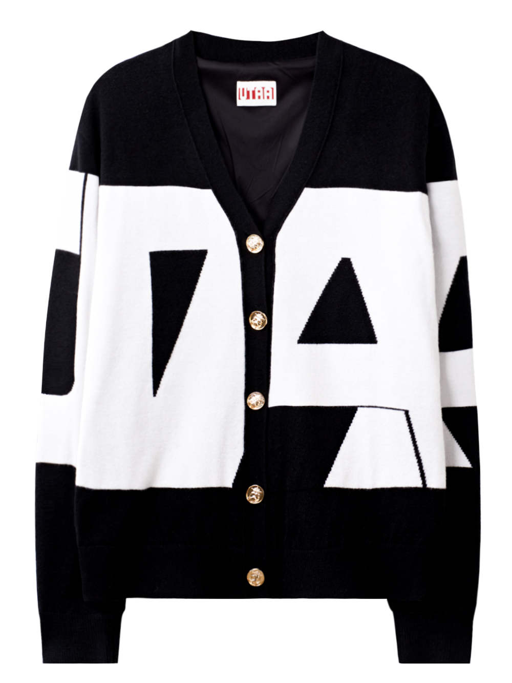 UTAA Midday Bold Logo Knit Cardigan : Men&#039;s Black (UC4KCM116BK)