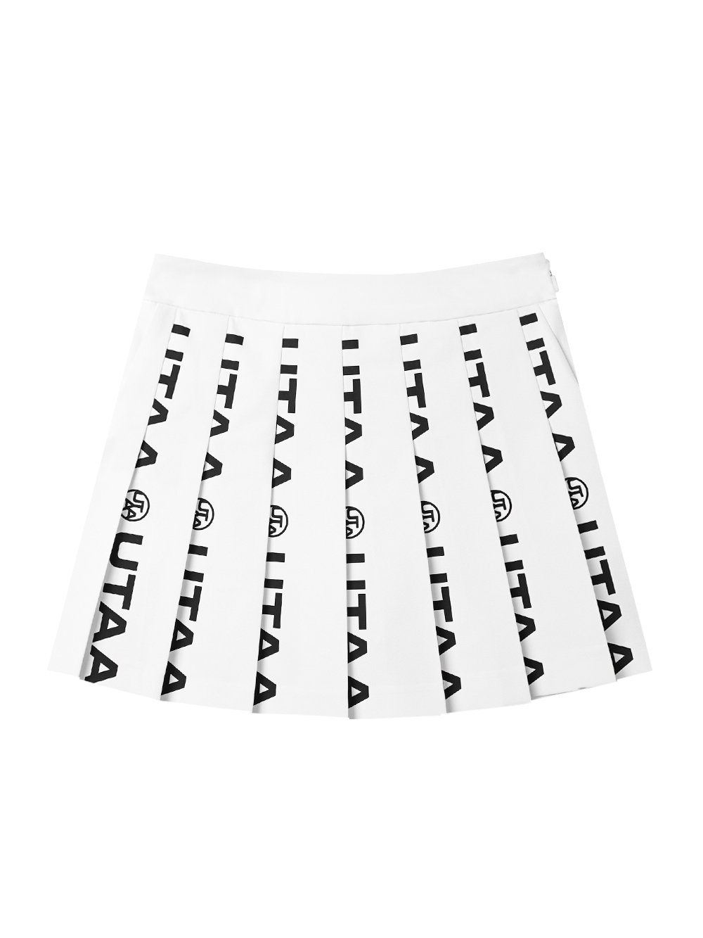 UTAA Diagonal Symbol Line Pleats Skirt : White (UD2SKF768WH)