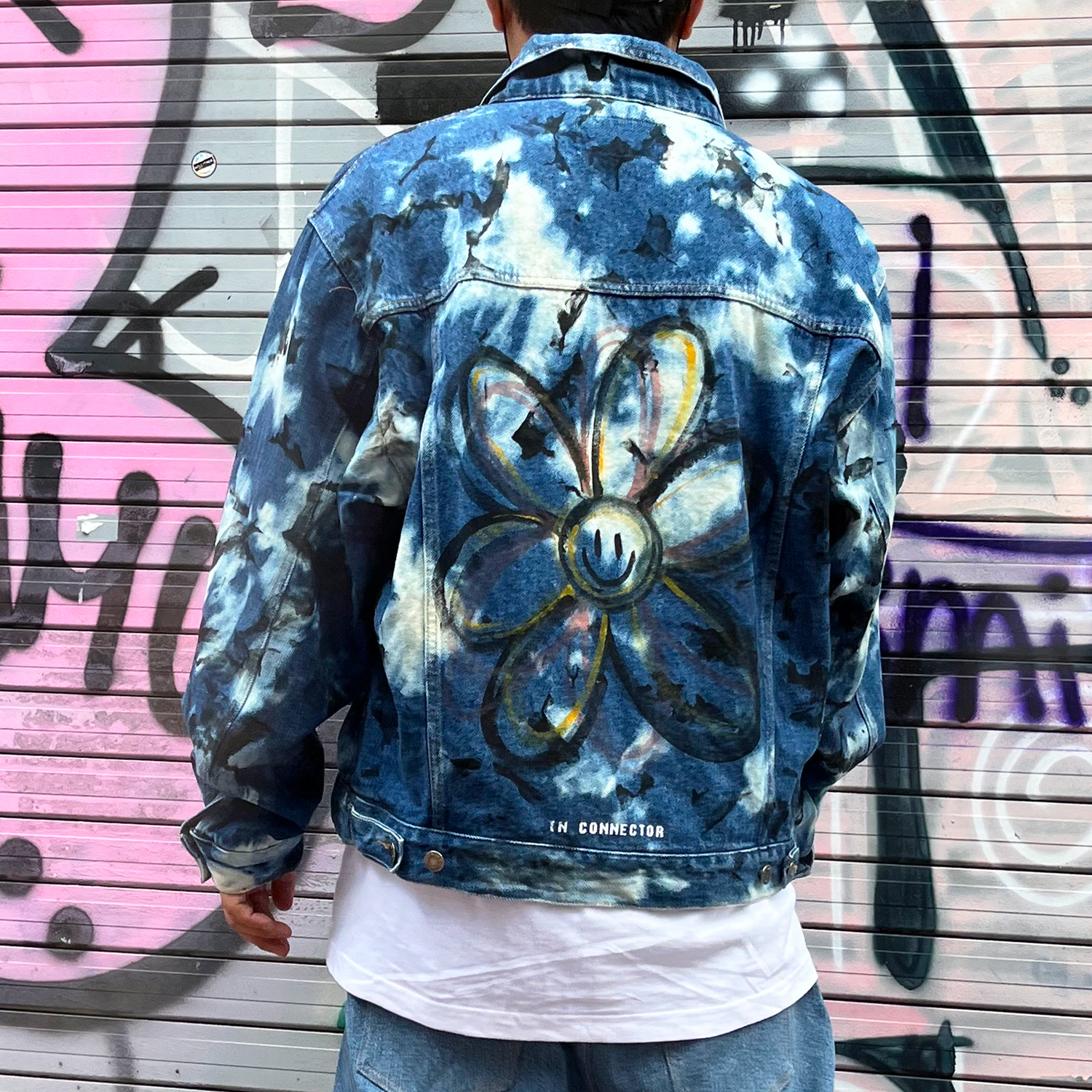 DOODLE FLOWER DENIM KUSTOM JAKET