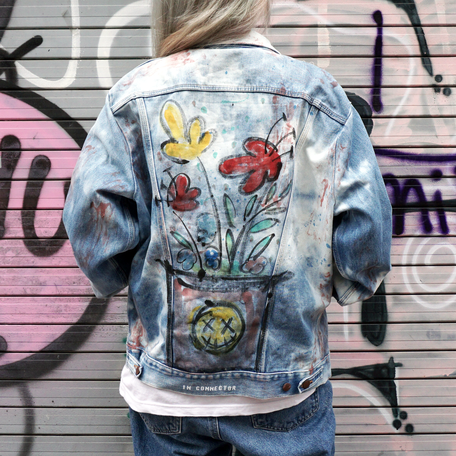 DOODLE PLANTS DENIM KUSTOM JAKET