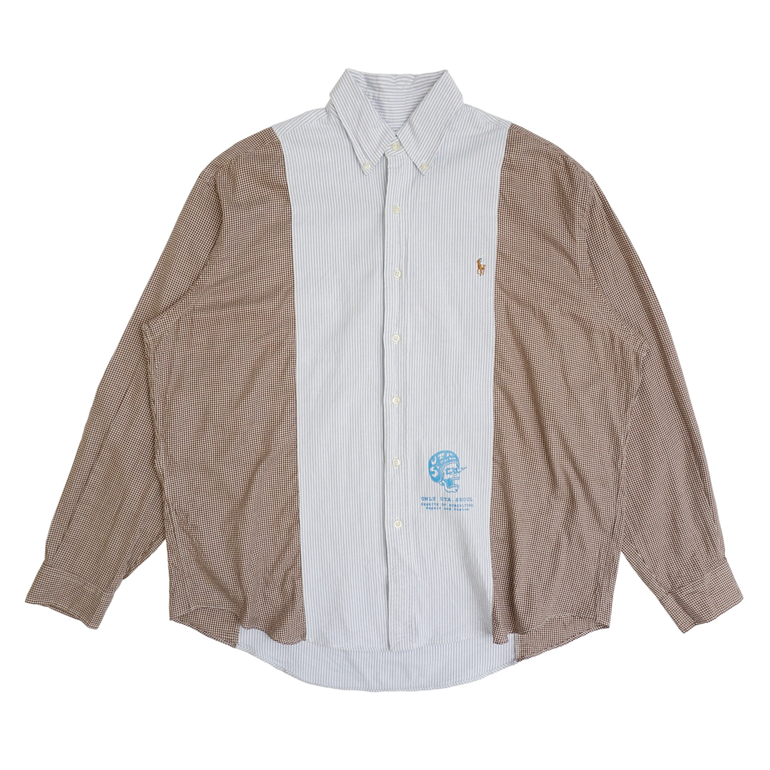 MELANGE SHIRT1 LIGHT BLUE x BROWN