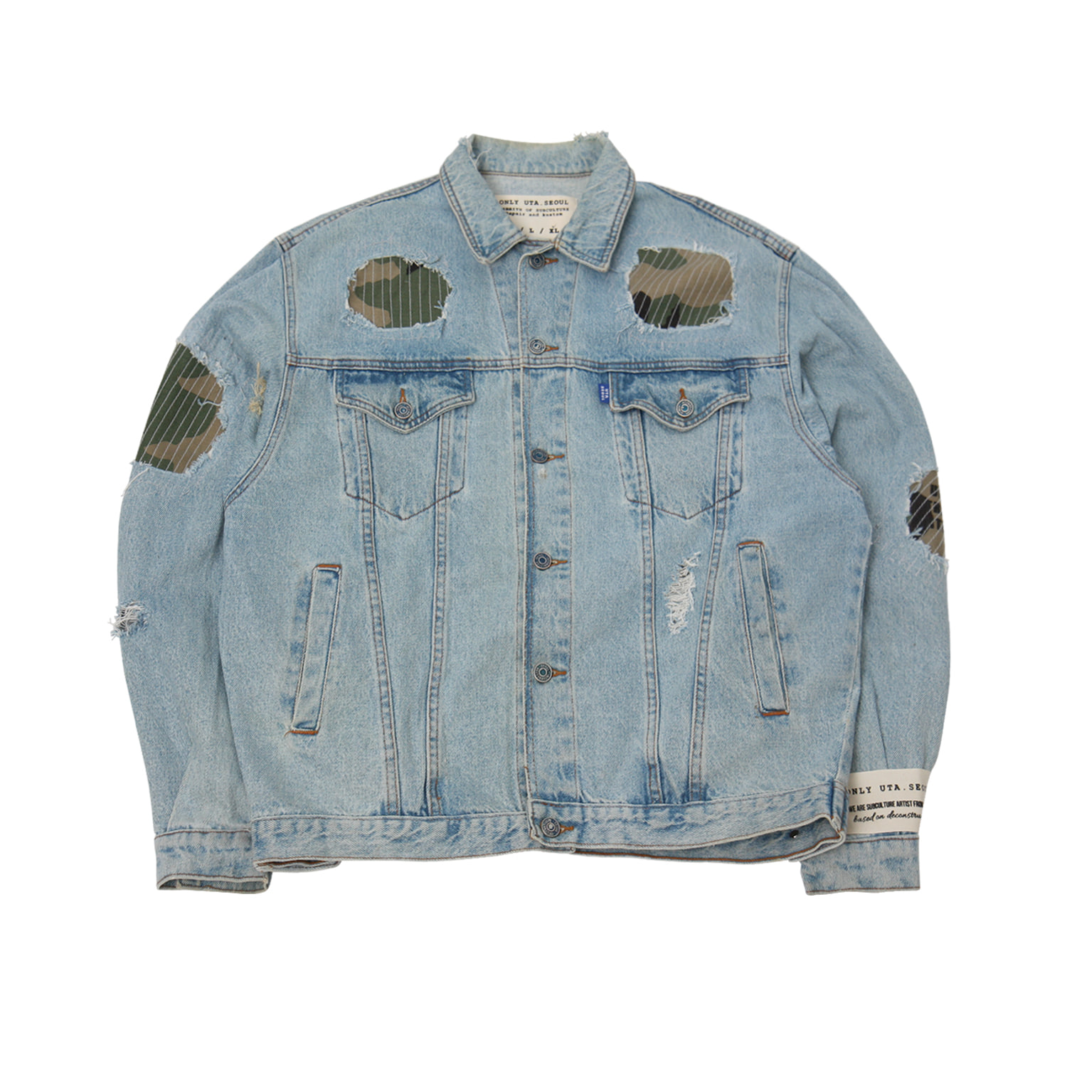 DISTORTION DENIM JACKET LIGHT BLUE