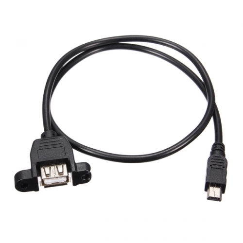 패널 마운트 USB 케이블 -USB Type A 암 - miniB 숫, 50cm (Panel Mount USB Cable - A Female to Mini-B Male -50cm)