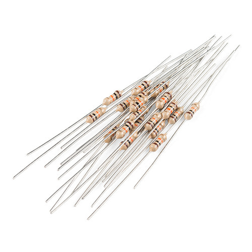 저항 20개 -10K오옴, 1/4W, 단단한 리드 (Resistor 10K Ohm 1/4 Watt PTH - 20 pack (Thick Leads))