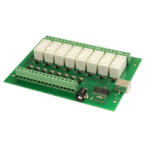 광학절연된 8채널 입력, 8채널 릴레이 모듈 -16A (USB-OPTO-RLY816 - 8 optically isolated inputs, 8 x 16A relays)
