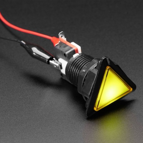 LED 발광 삼각 푸쉬버튼 -노랑 (LED Illuminated Triangle Pushbutton A.K.A 1960s Sci-Fi Buttons - Yellow)