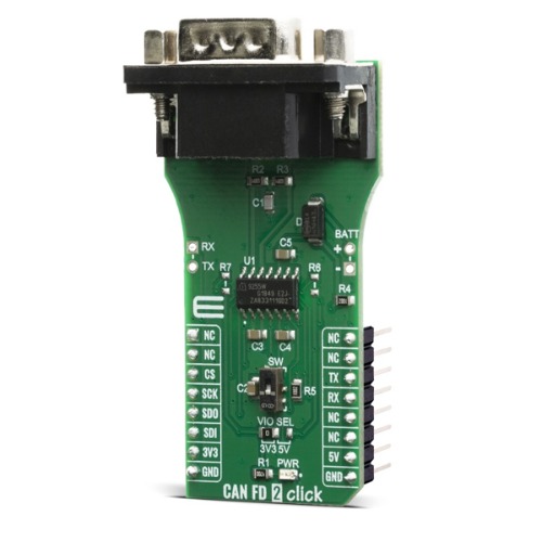 TLE9255W HS CAN 버스 트랜시버 모듈 -UART, SPI (CAN FD 2 CLICK)