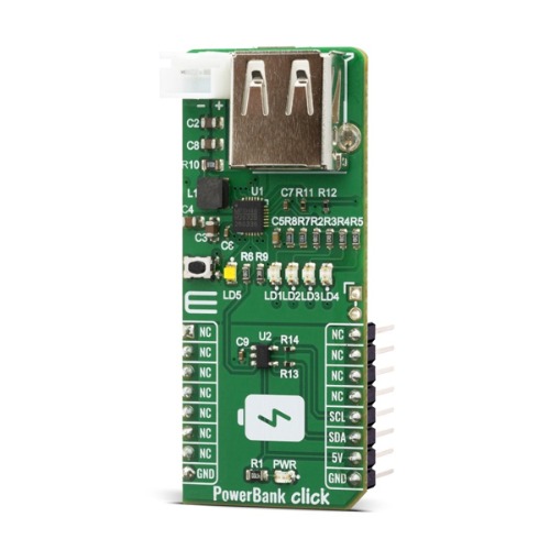 리포배터리 충전 및 모니터링 파워뱅크 USB 모듈 -MP2632B, MCP3221 (POWERBANK CLICK)