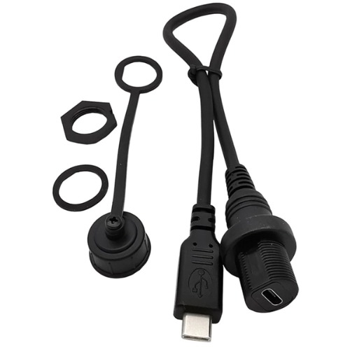 패널 마운트 USB-C 확장 케이블 -30cm, 방수, IP67 (Waterproof Panel Mount USB-C Extension Cable - 30cm)