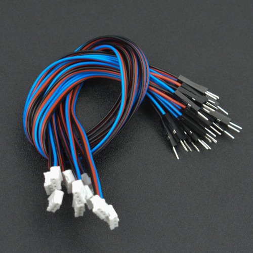 3핀 JST PH 커넥터 - 숫 점퍼 와이어 10개 (Gravity: 3 Pin PH2.0 to DuPont Male Connector Analog Cable Pack (30cm))