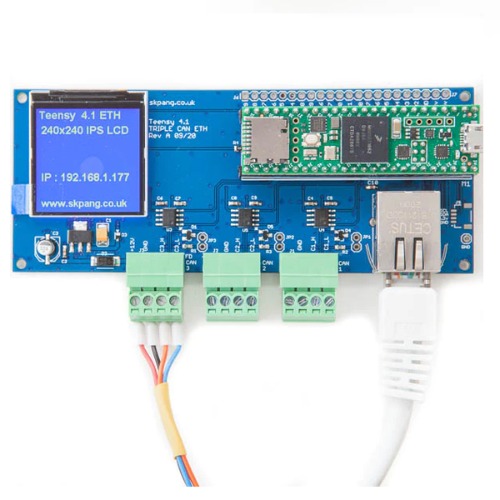 트리플 CAN 보드 -LCD, CAN FD x 1, CAN2.0B x 2 (Teensy 4.1 Triple CAN Board with 240x240 LCD and Ethernet)