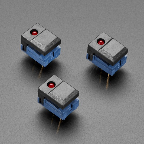 검정 스텝 스위치 3개 -빨강 LED (Step Switch with LED - Three Pack of Black with Red LED - PB86)